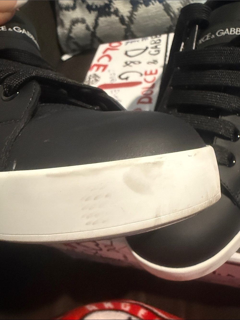 Dolce & Gabbana Black Leather Low-Top Sneakers with White Outsole - Picture 5 of 7